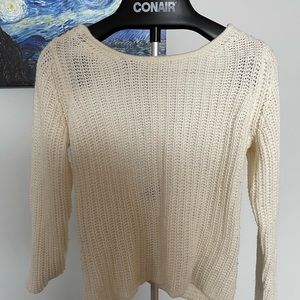 Knit sweater with open back